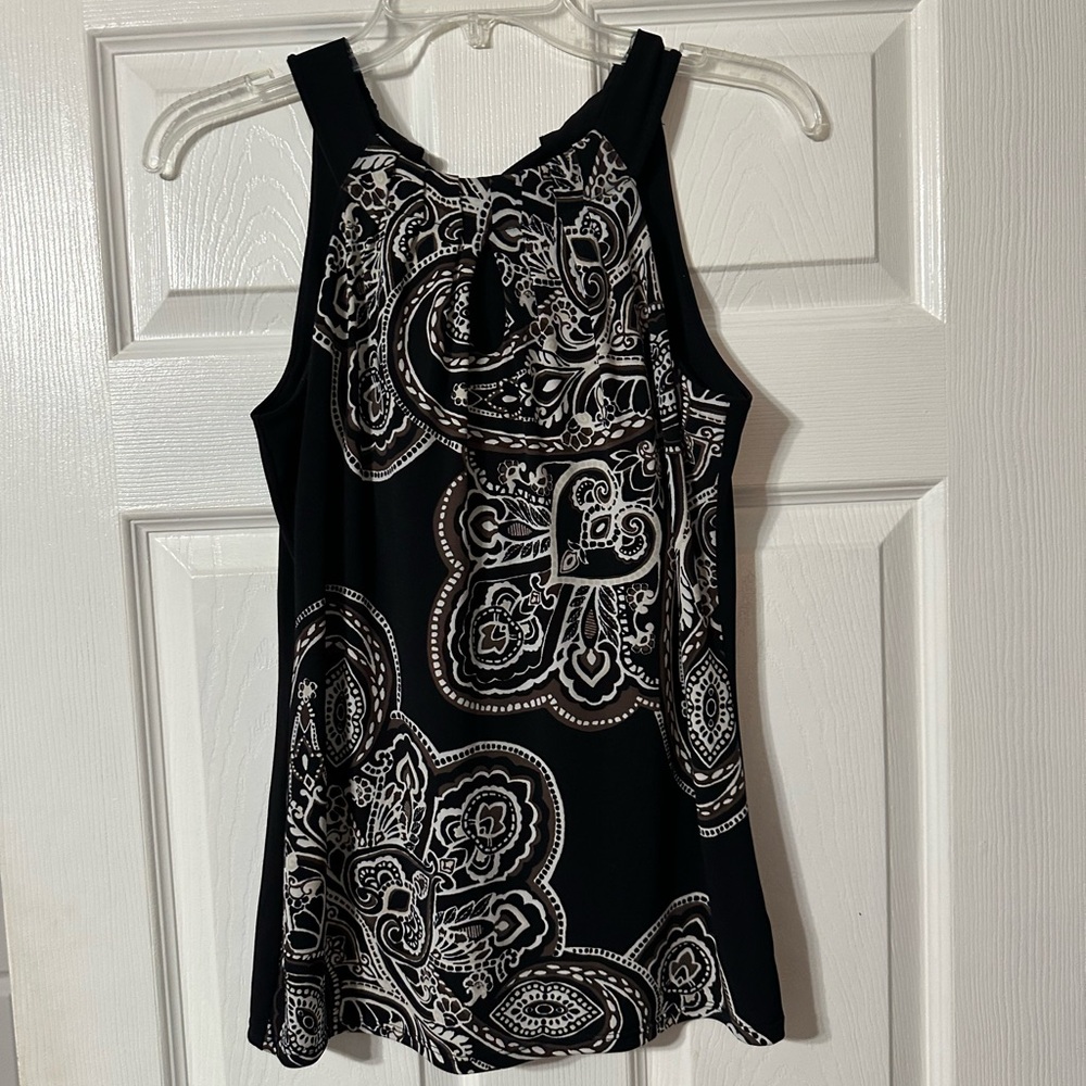 White House Black Market Paisley Keyhole Opening Blouse